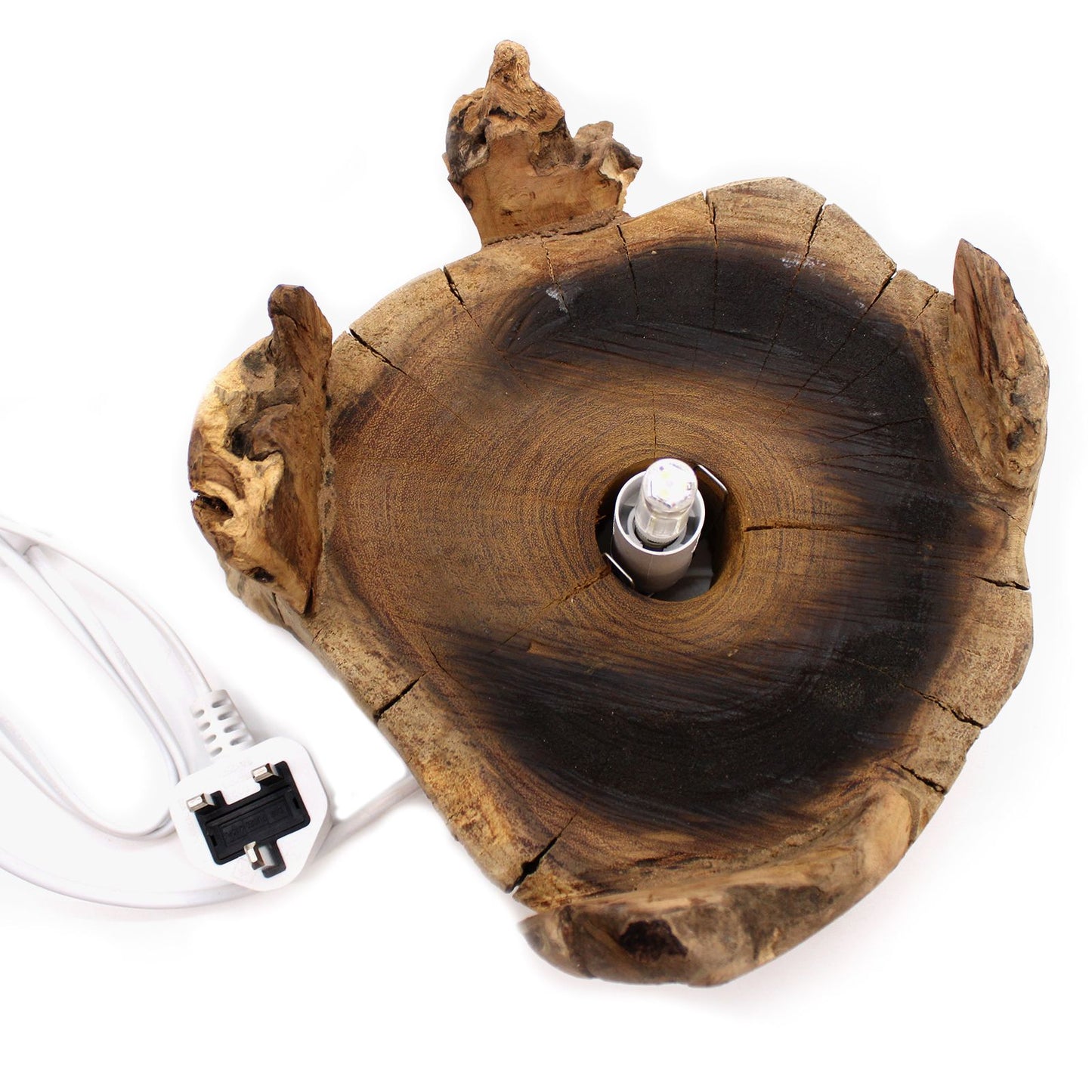 Handgemaakte Gerecycled glas Kom op hout (elektrisch) – Uniek Interieurstuk