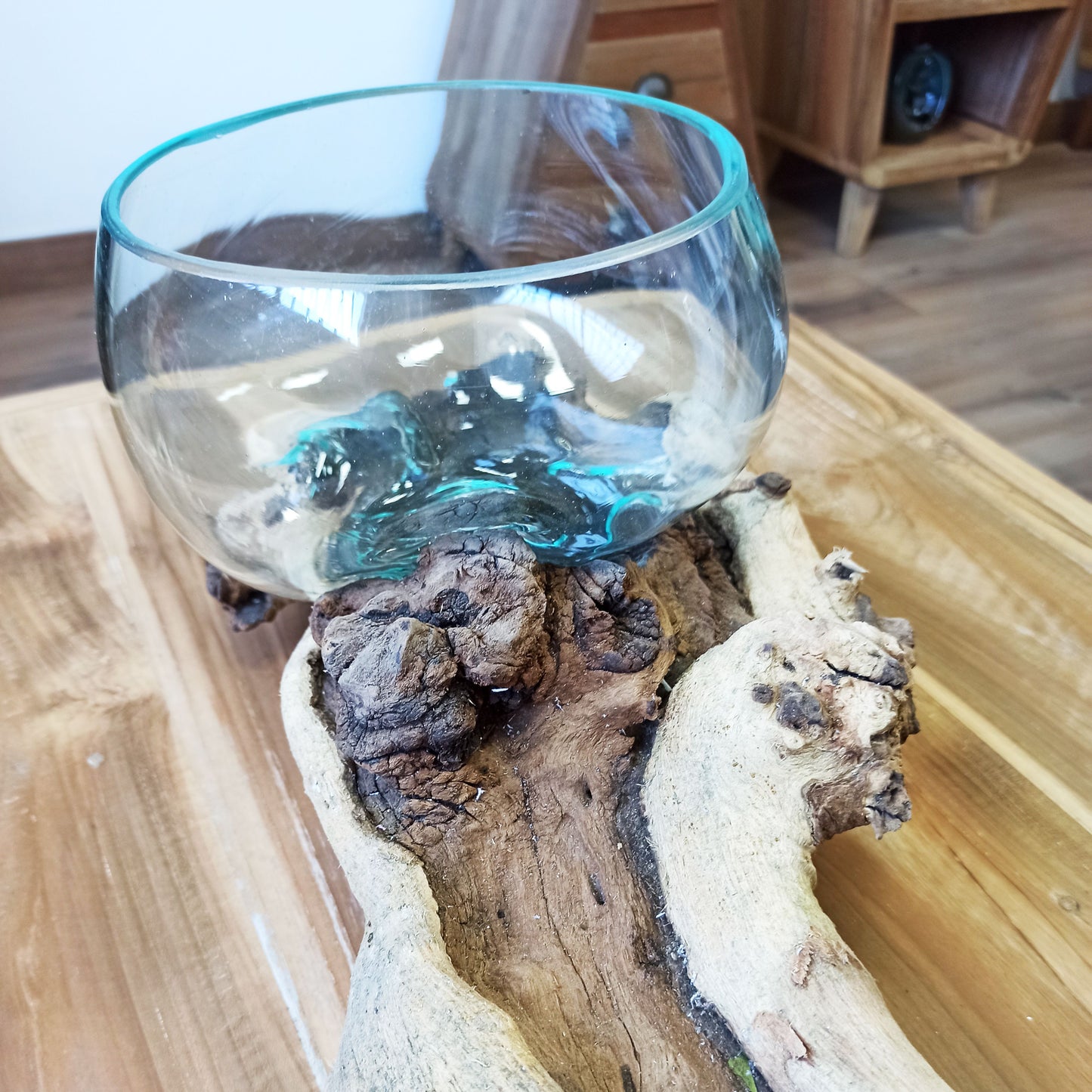 WYlife Gegoten glazen schalen (2) op drijfhout - handgemaakt Uniek Interieurstuk XL
